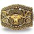 Fivela Country Long Horn Ferradura 045 8x6 - Ouro Velho - Imagem 1