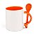 Caneca para Sublimação Branca com Alça Interior e Colher Laranja - Imagem 1