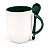 Caneca Branca para Sublimação Semi Cônica com Colher Interior e Alça Verde - Imagem 1