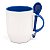 Caneca Branca para Sublimação Semi Cônica com Colher Interior e Alça Azul - Imagem 1