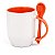 Caneca Branca para Sublimação Semi Cônica com Colher Interior e Alça Laranja - Imagem 1