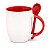 Caneca Branca para Sublimação Semi Cônica com Colher Interior e Alça Vermelho - Imagem 1