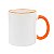 Caneca Branca para Sublimação de Cerâmica com Alça e Borda Laranja - Imagem 1