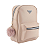 Mochila Feminina Media Reforçada Couro Macio Liso Premium Com Chaveiro Pompom - Imagem 6
