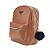 Mochila Feminina Media Reforçada Couro Macio Liso Premium Com Chaveiro Pompom - Imagem 7