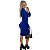 Vestido feminino manga longa gola alta com decote anarruga premium - LOUISE AZUL - Imagem 2