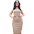 Vestido Midi Nude Elegante com Gola Alta e Fendas Laterais - LALI NUDE - Imagem 7