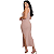 Vestido midi com fendas gola alta elegante - LALI NUDE - Imagem 2