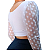 Blusinha feminina cropeed manga longa em tule poá bolinha - BRANCA - Imagem 4