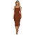 Vestido feminino midi coladinho com alças finas tubinho anarruga - BELLA MARROM - Imagem 1