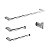 KIT ACESSORIOS BANHEIRO METAL CROMADO REDONDO CHATO 4PCS TELCA 93600 - Imagem 1
