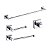 KIT ACESSORIOS BANHEIRO METAL CROMADO QUADRADO 4PCS TELCA 97600 - Imagem 1