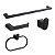 KIT ACESSORIOS BANHEIRO METAL PRETO FOSCO ARREDONDADO 4 PCS TELCA 99100 - Imagem 1