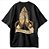 Rogai por Nós Blessed Camiseta Cristã Oversized Jesus Cristo Mão em terço - Imagem 3