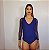 Body Michele Decote U Manga Longa em Tule Frente Dupla Azul Marinho - Imagem 1