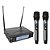Microfone Profissional Duplo de Mão Sem Fio BR-8000-UHF - TSI - Imagem 1