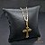 CONJUNTO CORRENTE TIJOLINHO 1,5 MM FECHO ARGOLINHA (60 CM) + PINGENTE CRUZ LISA CENTRO - BANHADO A OURO 18K - Imagem 1