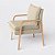 Poltrona Decorativa Bela em Linho Bege Creme - Imagem 5