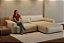Sofá Cama Ibiza com Chaise 2,60m em Linho Off White Marfim e Corino Marrom - Home Mobily* - Imagem 1