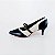 SCARPIN SALTO BAIXO FINO COURO PRETO OFF WHITE CONFORTAVEL - Imagem 1