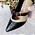 SCARPIN SALTO BAIXO FINO COURO PRETO OFF WHITE CONFORTAVEL - Imagem 4