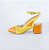 SCARPIN SALTO BAIXO BLOCO COURO LARANJA MOSTARDA AMARELO CONFORTAVEL - Imagem 1