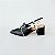 SCARPIN SALTO BAIXO BLOCO COURO PRETO BRANCO CONFORTAVEL - Imagem 1