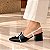 SCARPIN SALTO BAIXO BLOCO COURO PRETO BRANCO CONFORTAVEL - Imagem 3