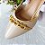 SCARPIN SALTO BAIXO BLOCO COURO NUDE DOURADO CONFORTAVEL - Imagem 8