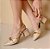 SCARPIN SALTO BAIXO BLOCO COURO NUDE DOURADO CONFORTAVEL - Imagem 3