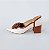 SCARPIN SALTO BAIXO BLOCO COURO OFF WHITE MARROM CONFORTAVEL - Imagem 1