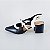SCARPIN SALTO BAIXO BLOCO COURO PRETO BRANCO CONFORTAVEL - Imagem 1