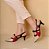 SCARPIN SALTO BAIXO FINO COURO NUDE VERMELHO PRETO CONFORTAVEL - Imagem 5