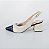 SCARPIN SALTO BAIXO BLOCO COURO OFF WHITE PRETO CONFORTAVEL - Imagem 1