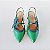 SCARPIN SALTO BAIXO FINO COURO VERDE ESMERALDA MILITAR CONFORTAVEL - Imagem 3