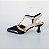 SCARPIN SALTO BAIXO TACA COURO PRETO NUDE CLARO CONFORTAVEL - Imagem 1