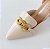 SCARPIN SALTO BAIXO BLOCO COURO NUDE CLARO CONFORTAVEL - Imagem 3