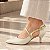 SCARPIN SALTO BAIXO FINO COURO OFF WHITE DOURADO CONFORTAVEL - Imagem 3