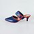 MULE SALTO BAIXO FINO COURO AZUL MARINHO VERMELHO CONFORTAVEL - Imagem 1