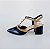 SCARPIN SALTO BAIXO BLOCO COURO PRETO NUDE ESCURO CONFORTAVEL - Imagem 1