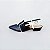 SCARPIN SALTO BAIXO BLOCO COURO PRETO BRANCO CONFORTAVEL - Imagem 1