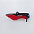 SCARPIN SALTO BAIXO FINO COURO PRETO VERMELHO CONFORTAVEL - Imagem 8