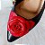 SCARPIN SALTO BAIXO FINO COURO PRETO VERMELHO CONFORTAVEL - Imagem 5