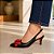 SCARPIN SALTO BAIXO FINO COURO PRETO VERMELHO CONFORTAVEL - Imagem 3