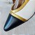 SCARPIN SALTO BAIXO BLOCO COURO PRETO BRANCO DOURADO CONFORTAVEL - Imagem 5