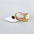 SCARPIN SALTO BAIXO BLOCO COURO BRANCO DOURADO CONFORTAVEL - Imagem 1