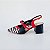 SCARPIN SALTO BLOCO COURO ZEBRA PRETO VERMELHO CONFORTAVEL - Imagem 1