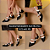 SCARPIN SALTO BLOCO COURO ZEBRA PRETO VERMELHO CONFORTAVEL - Imagem 7
