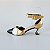 SCARPIN SALTO TACA COURO DOURADO BRANCO PRETO CONFORTAVEL - Imagem 1