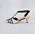 SCARPIN SALTO FINO COURO OFF WHITE PRETO CONFORTAVEL - Imagem 1